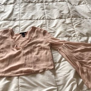 Dusty pink forever 21 crop top with bell sleeves